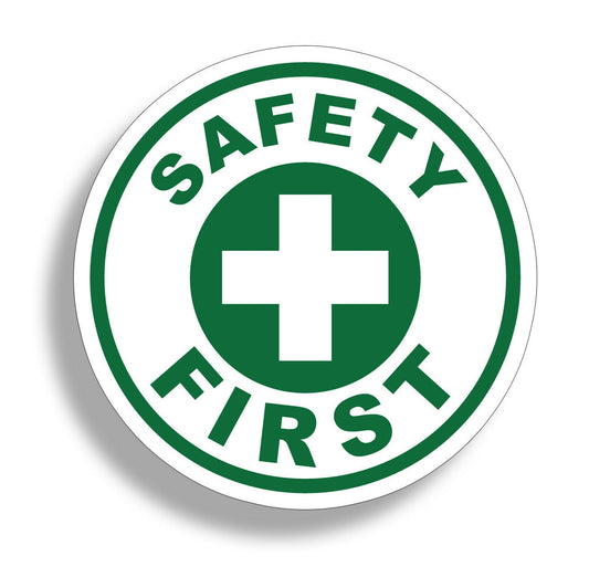 2" Safety First Sticker Circle Safe Aid 1st Hard Hat Helmet Emergency OSHA Decal