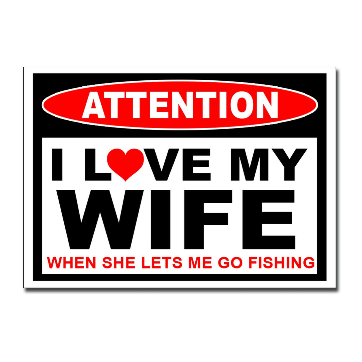 2Pcs I LOVE my Wife - Fishing Fish Sticker Husband Man Car Truck Bumper Window Decal
