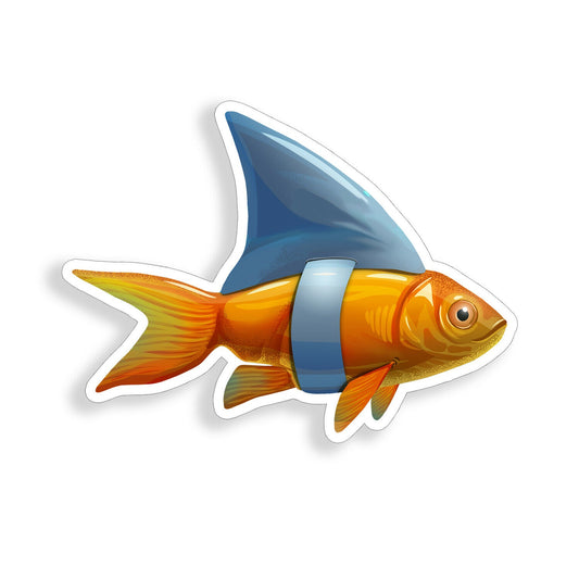 Goldfish Shark Sticker Fish Fin Cup Laptop Beach Car Vehicle Window Bumper Decal
