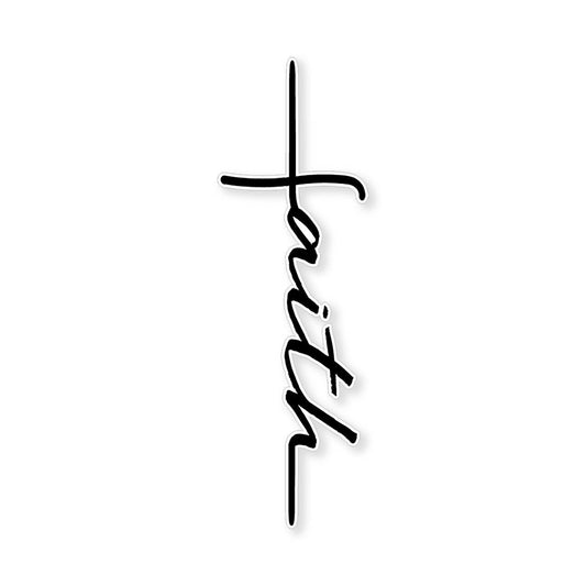 5" Tall Faith Sticker Cross Christian Bible Script Cup Car Laptop Window Bumper Decal
