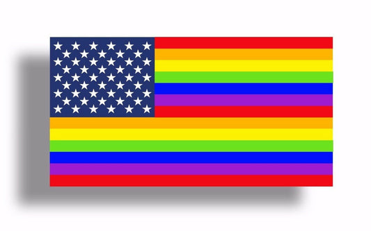 Rainbow American USA Flag Sticker Car Window Bumper Cup Decal Gay Pride LGBT Bi