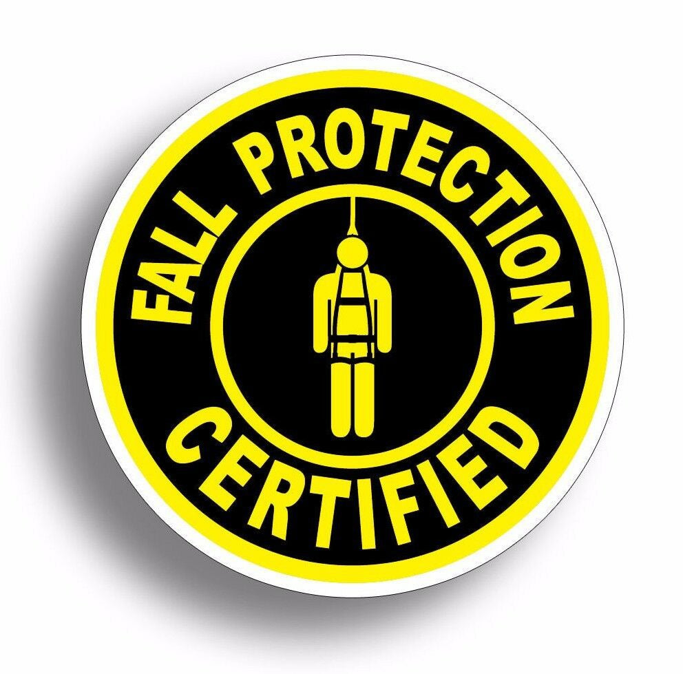 3" Fall Protection Certified Yellow Safety Sticker Hard Hat Helmet Decal Protect