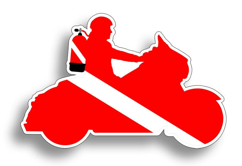 4PCs Mini Motorcycle Scuba Diver Down Flag Helmet Sticker Dive Diving Decal Bike Tag