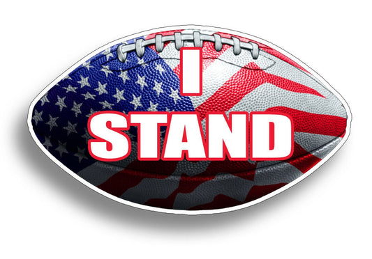 I Stand USA Flag Vinyl Sticker America Football Car Cup Window Bumper Decal Play