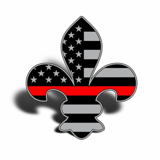 Fleur De Lis USA Flag Red Line Sticker Decal LA Louisiana Fireman Cup Car Window