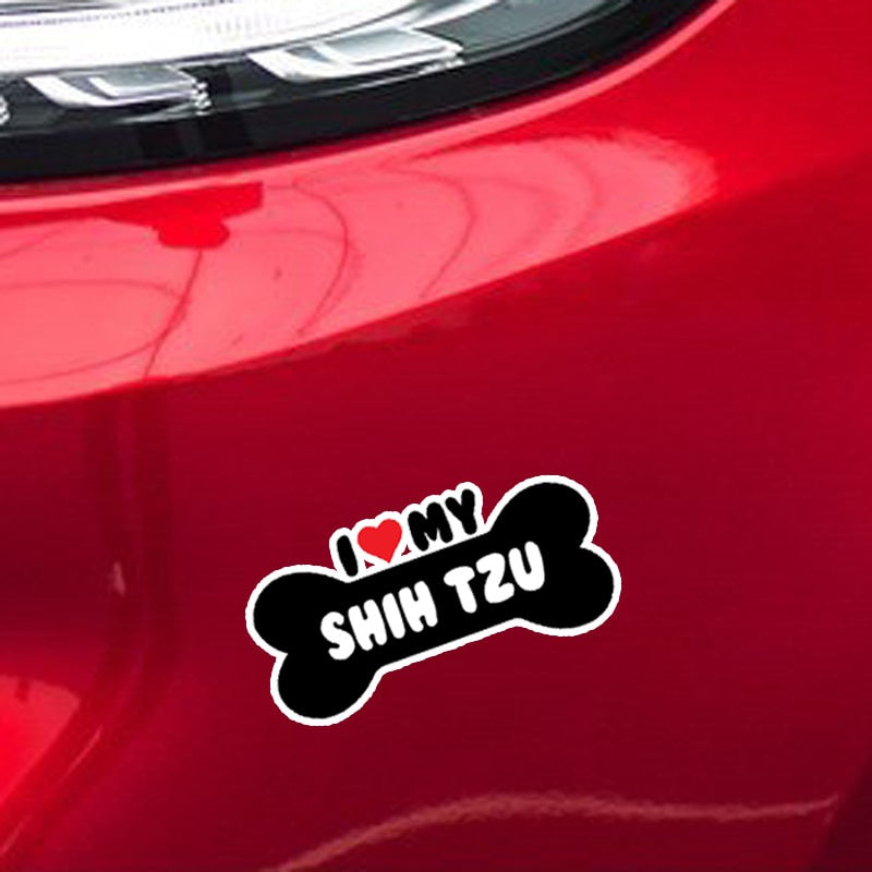 15*7.1CM  I Heart My Shih Tzu Dog Bone  Car Bumper Car Sticker Decals C1-4159