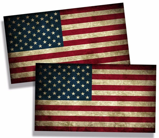2Pcs Rustic USA American Flag Sticker Laptop Motorcycle Cup Car Vehicle Bumper Decal