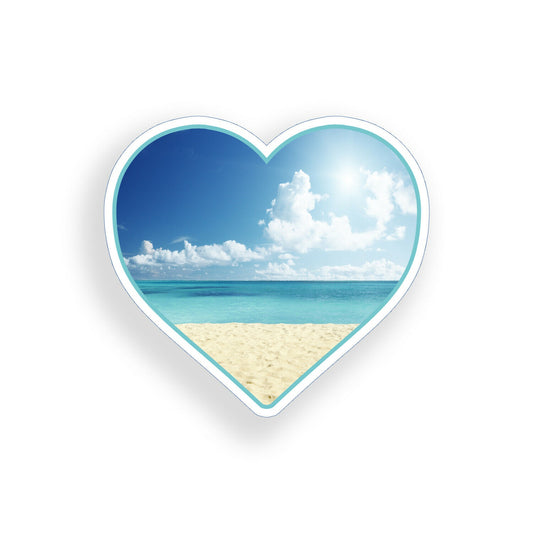 Beach Heart Sticker Ocean Coastal Sun Cup Cooler Car Vehicle Window Bumper Decal