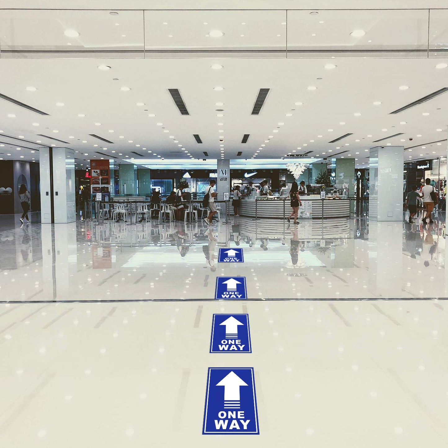 4 Pieces One Way Floor Decal Sign Directional Arrows Stickers Social Distance Safety Floor One Way Keep Distance Sign Marker (Blute)