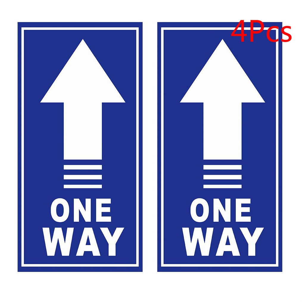 4 Pieces One Way Floor Decal Sign Directional Arrows Stickers Social Distance Safety Floor One Way Keep Distance Sign Marker (Blute)
