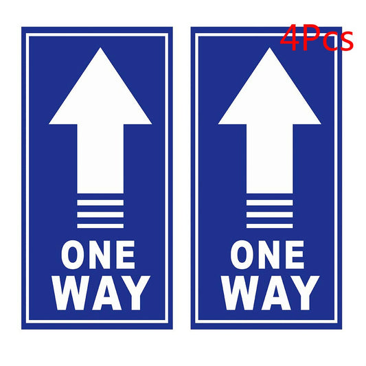 4 Pieces One Way Floor Decal Sign Directional Arrows Stickers Social Distance Safety Floor One Way Keep Distance Sign Marker (Blute)
