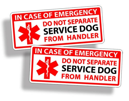 2Pcs Service Dog Emergency Handler Rescue Sticker Home Safety Wall Car Vehicle Decal