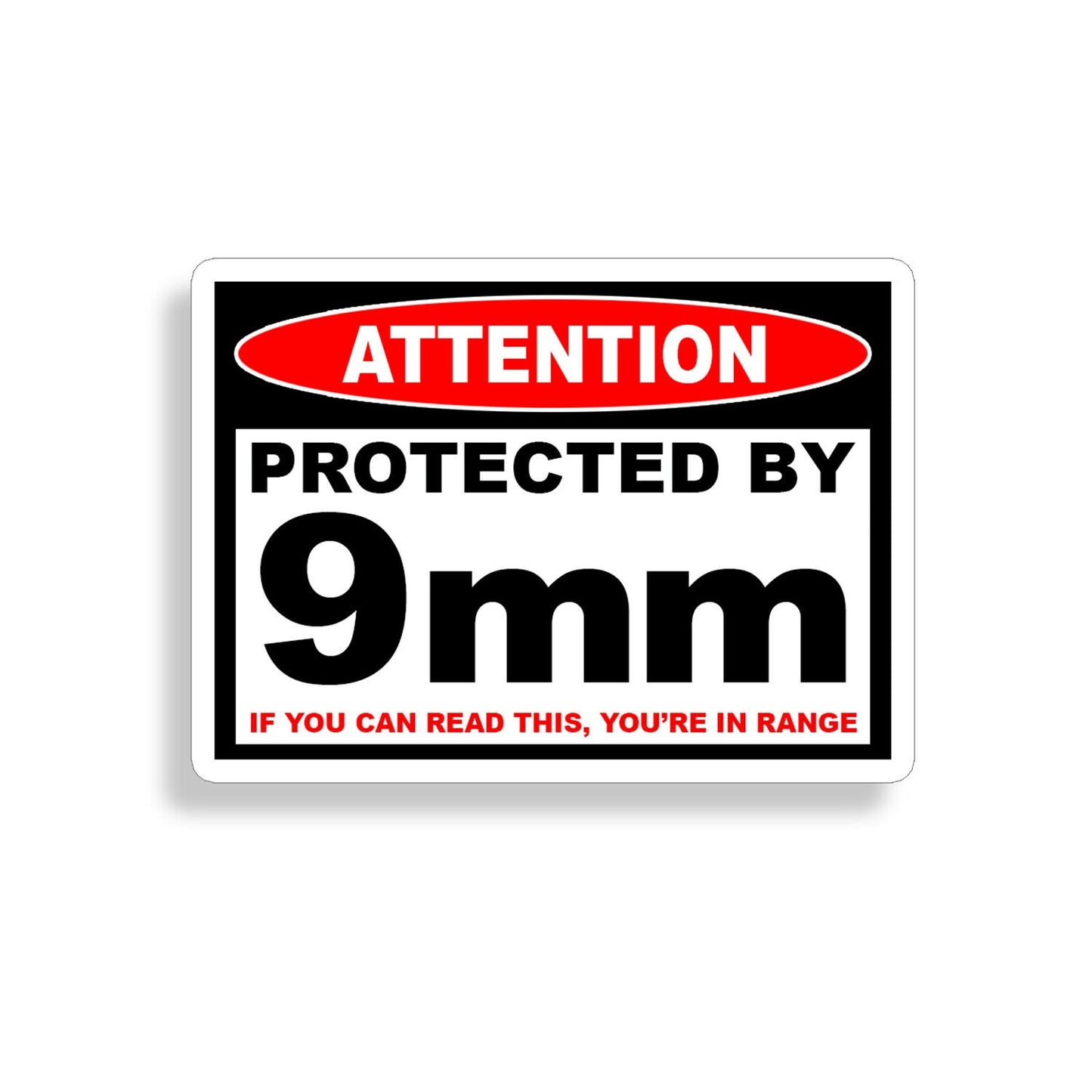 Protected by 9 mm Sticker Attention Warning Alert Alarm Home Window Door Decal