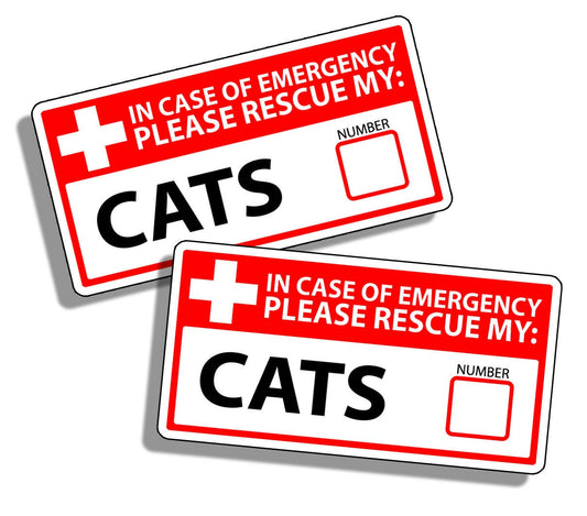2Pcs CAT Emergency Pet Rescue Sticker 1st First Aid FIRE Safety Window Door Decal 911