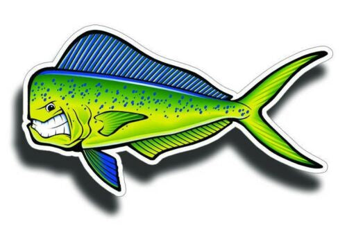 Angry Mahi Fish Fishing Vinyl Sticker Saltwater Decal Car Cup Boat Cooler Bumper