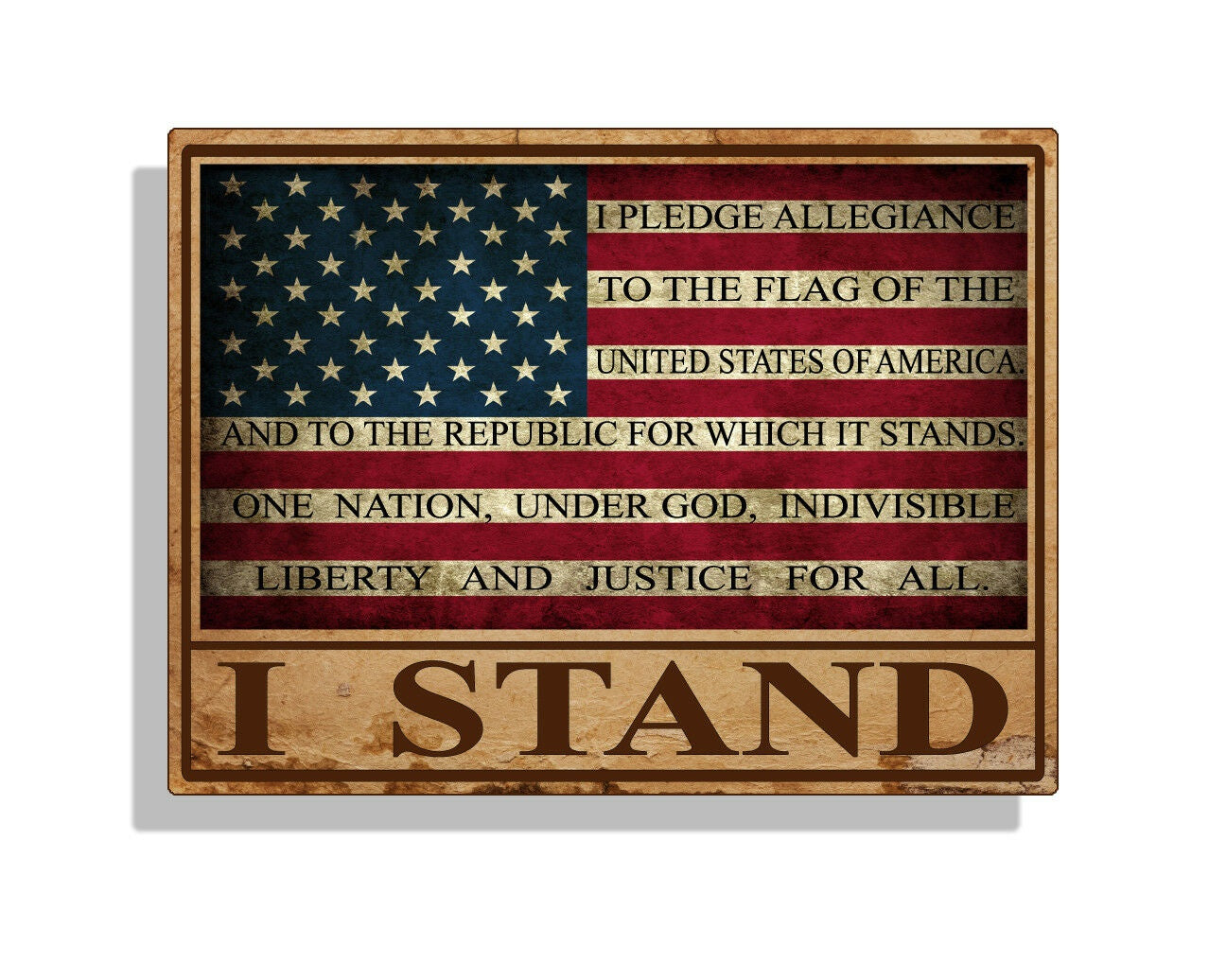 RUSTIC I Stand USA Flag Pledge Sticker Vinyl Decal Proud Car Truck Window Bumper