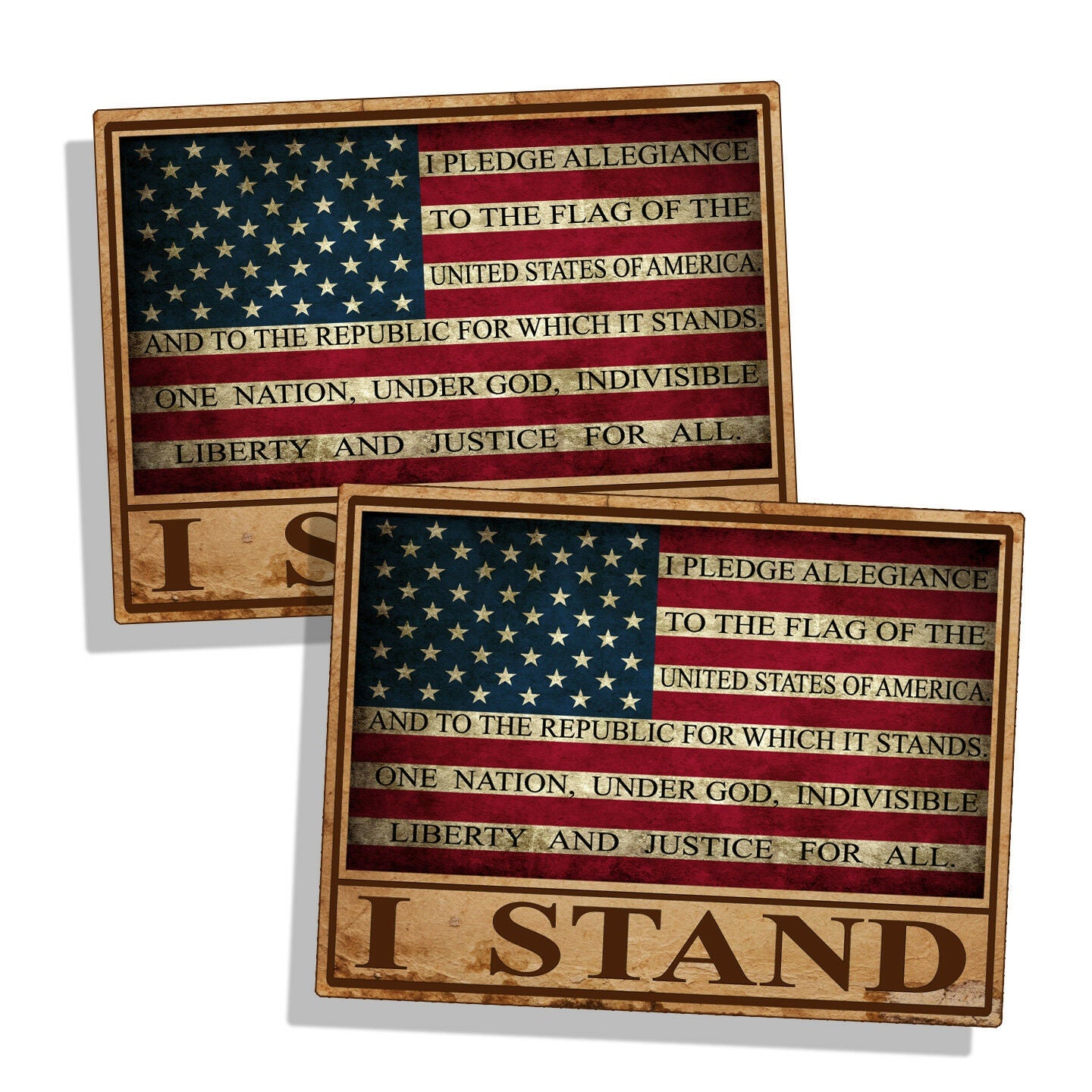 RUSTIC I Stand USA Flag Pledge Sticker Vinyl Decal Proud Car Truck Window Bumper