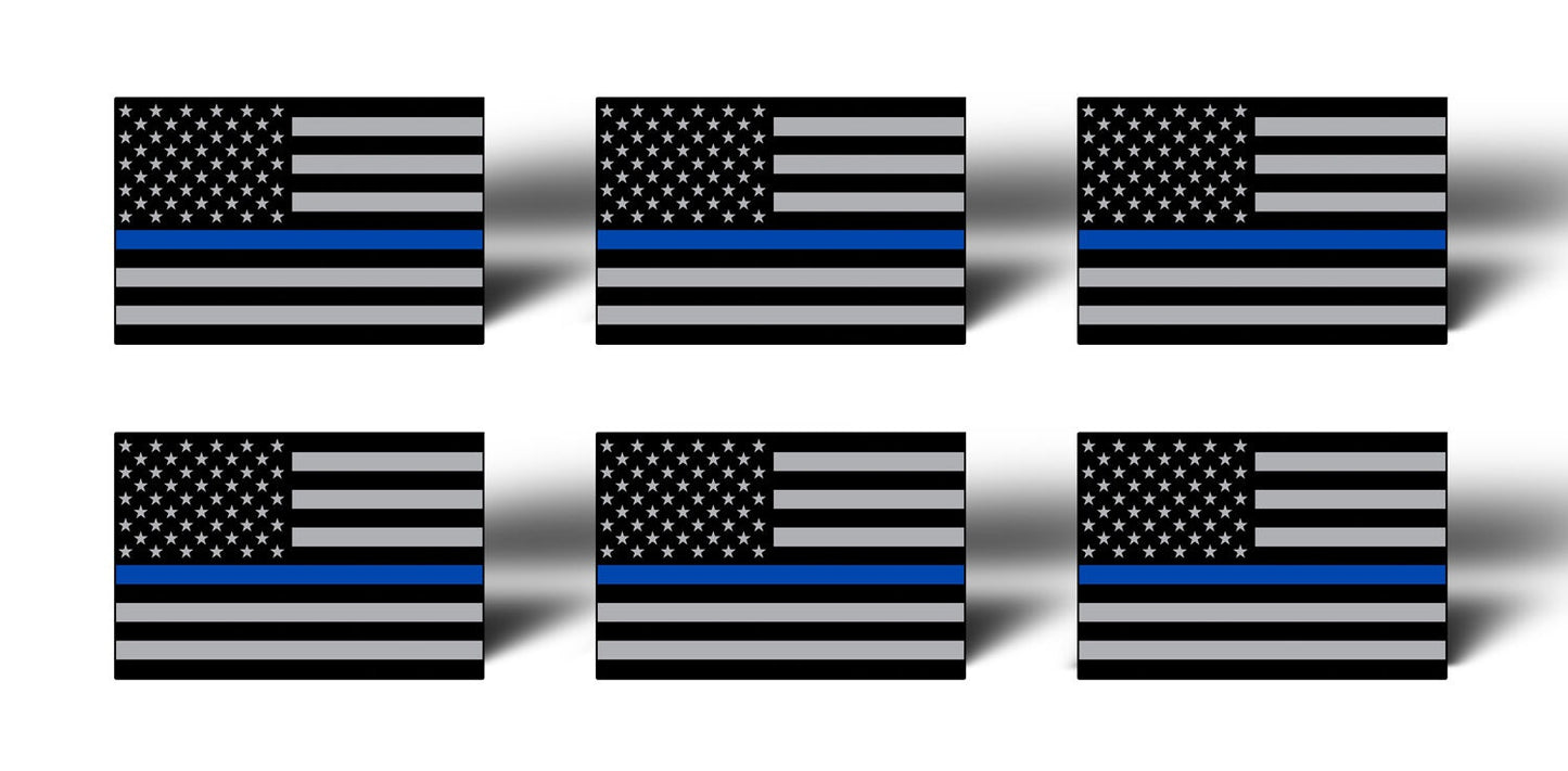 6 Blue Line Flag USA America Mini Sticker Helmet Cup Car Vehicle license Decal
