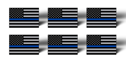 6 Blue Line Flag USA America Mini Sticker Helmet Cup Car Vehicle license Decal