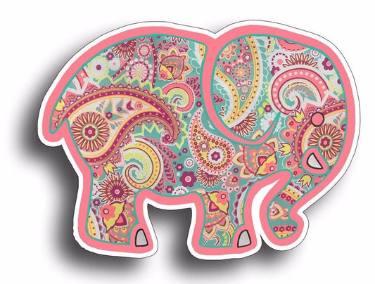 Pink Elephant Sticker Cup Cooler Car Vehicle Window Bumper Paisley Laptop Decal