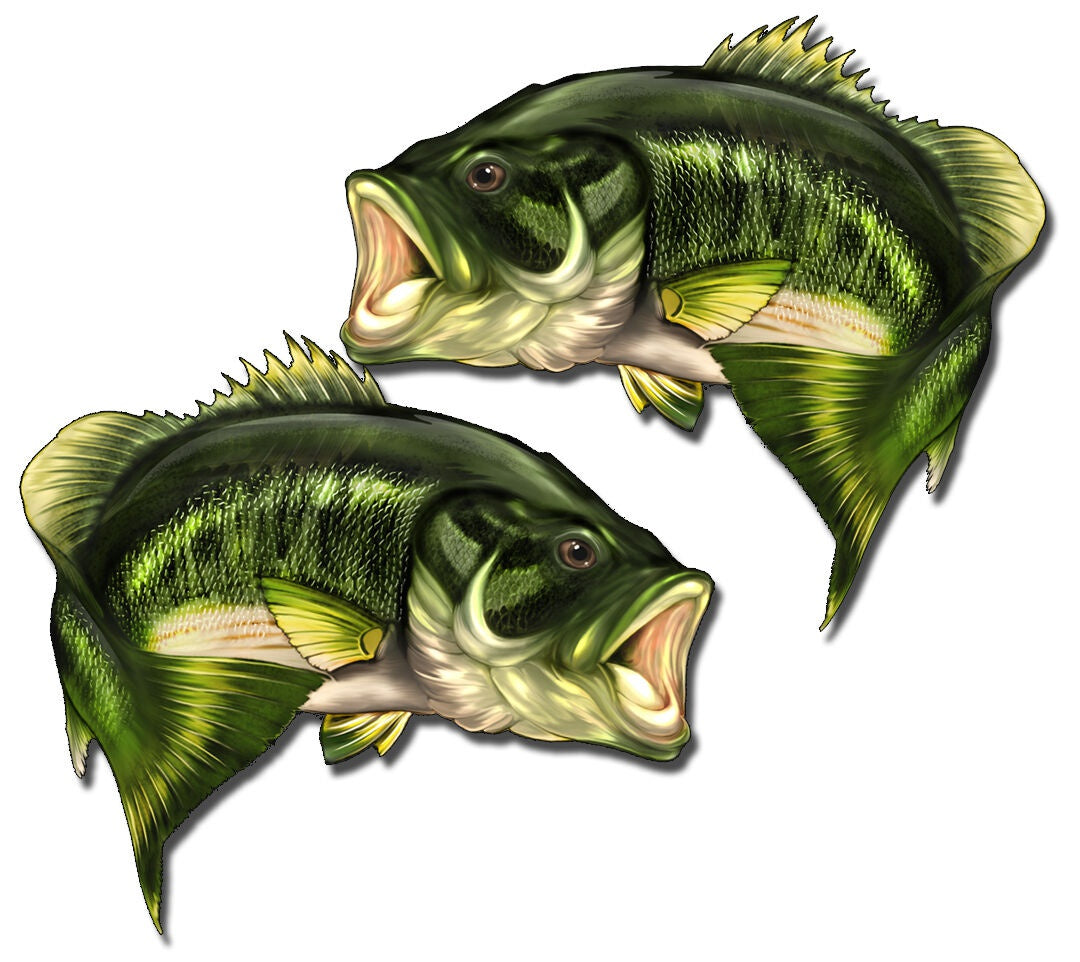 1 Pair Large Mouth Bass Fish Sticker Fishing Car Vehicle Window Vinyl Decal