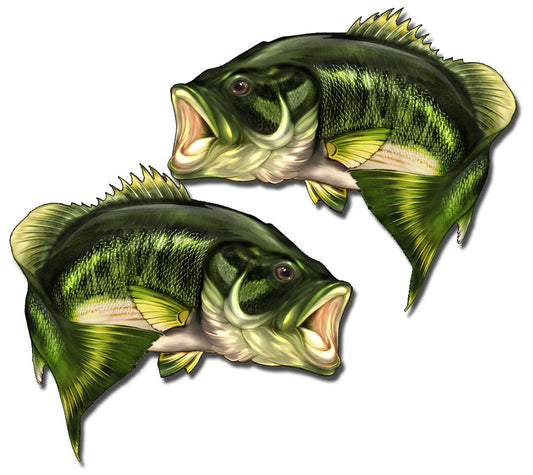 1 Pair Large Mouth Bass Fish Sticker Fishing Car Vehicle Window Vinyl Decal
