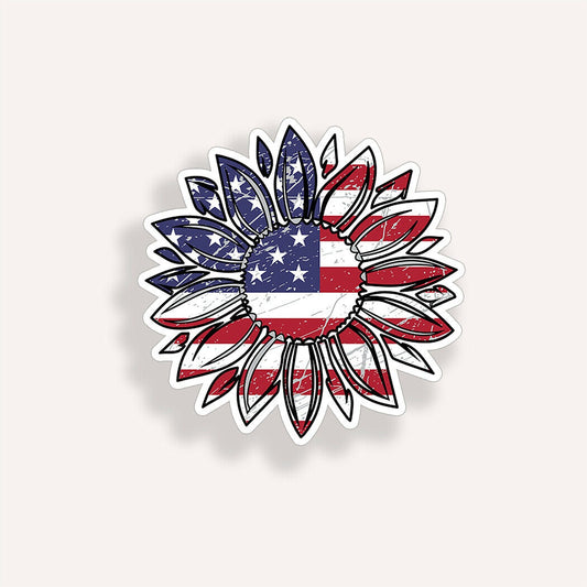 3" Mini USA Sunflower Sticker Sun Flower American Flag Cup Laptop Phone US Decal