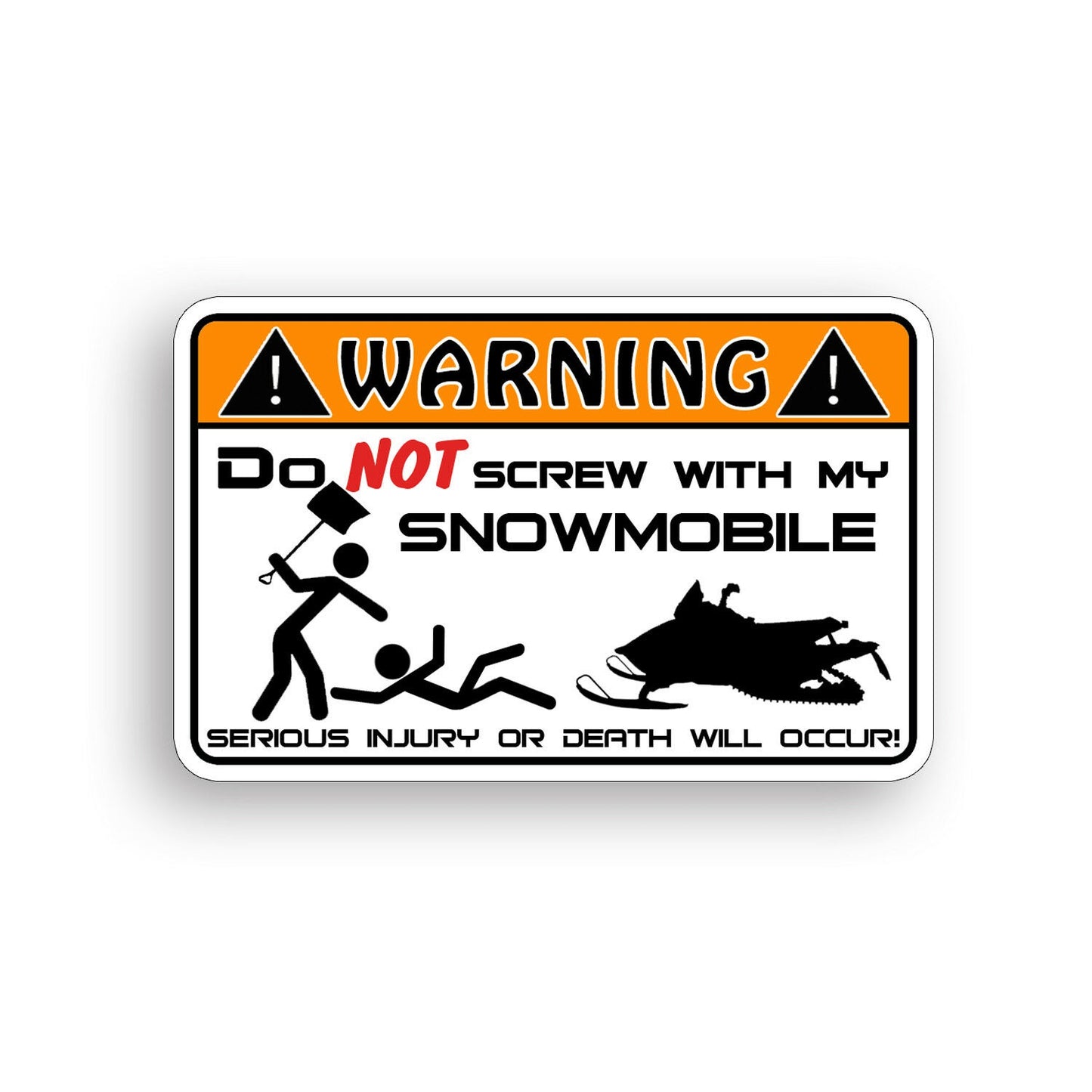 Snowmobile Warning Sticker Funny Caution Decal Snow Ski Sled Race Graphic Bumper