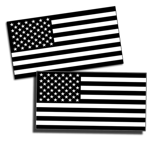 2Pcs Black & White USA American Flag Sticker Vehicle Bumper Window Graphic Car Truck