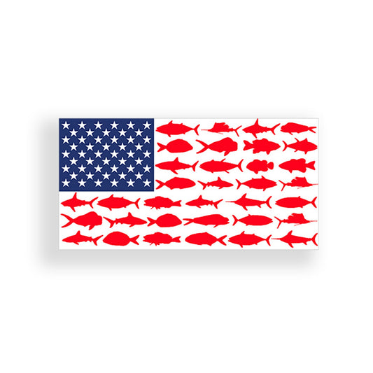 USA Fish Flag Sticker American Fishing Helmet Tank Door Wall Window Bumper Decal