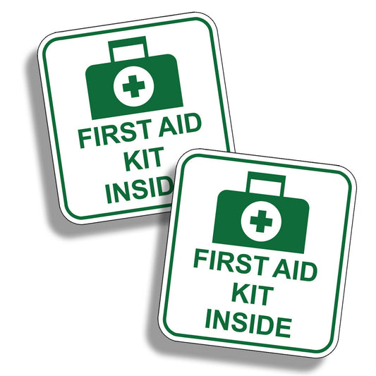 2Pcs First Aid Kit Inside Stickers Decal Self Adhesive Emergency Safety DIY GREEN