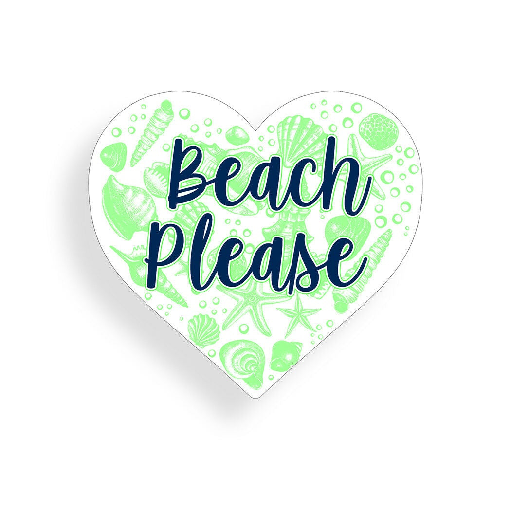 Beach Please Heart Sticker Ocean Sea Cup Laptop Car Vehicle Window Bumper Decal