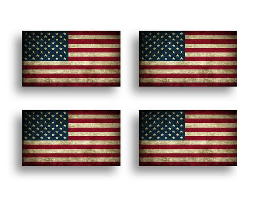 2" 4Pcs Rustic American Flag Sticker USA Car Cup Phone Hard Hat Helmet Vintage Decal