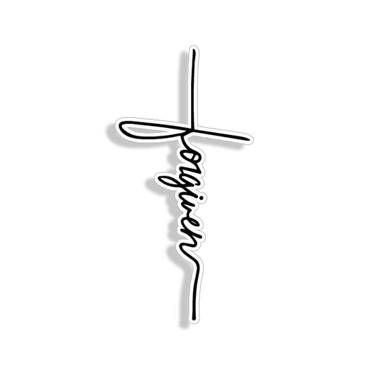 Forgiven Sticker Cross Christian Bible Script Cup Car Laptop Window Bumper Decal