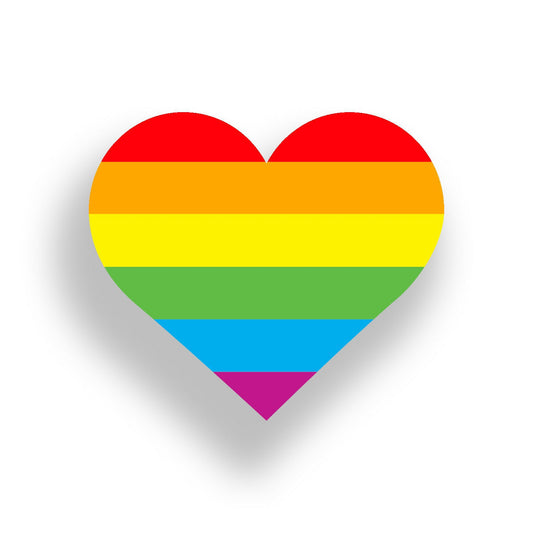 4" wide Gay Pride Rainbow Flag Heart Sticker LGBT Cup Laptop Car Window Bumper 4" Decal