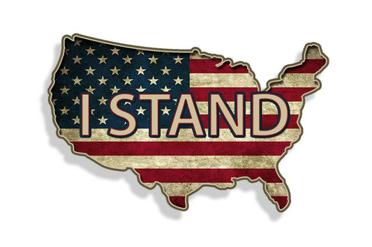 I Stand Rustic American USA Flag Sticker Laptop Cup Car Window Bumper Door Decal