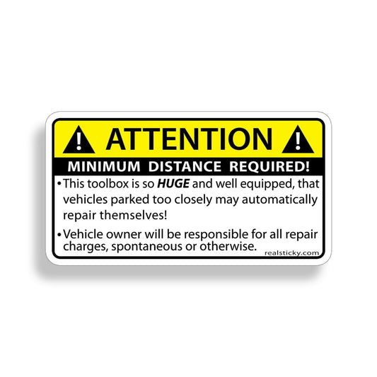 Funny Minimum Distance Toolbox Tool Box Sticker Mechanic Shop Vehicle OEM Decal