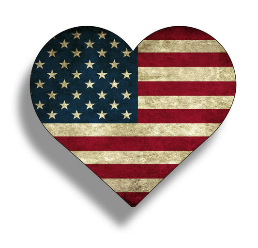 3.5" tall Rustic American Flag Heart Stickers USA Car Truck Tumbler Graphic Bumper Window