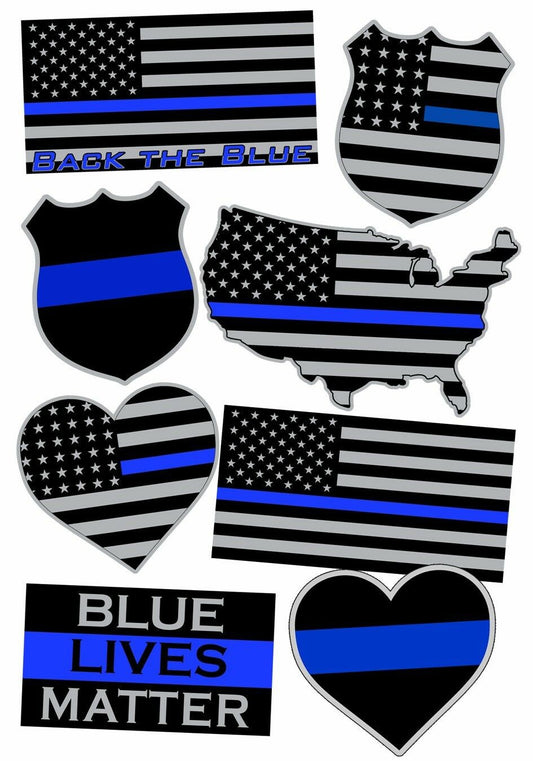 Thin Blue Line Police Flag Sticker Pack Back Car Vehicle Window Bumper 911 Decal