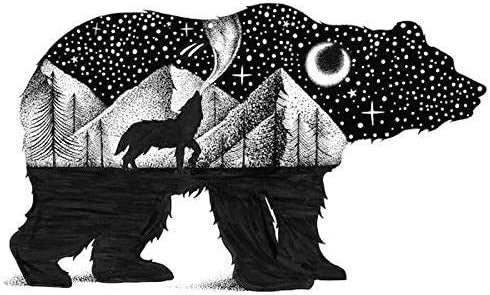 5" Wide Sticker Art Aesthetic Vinyl Stickers Outdoor Wilderness Camping Travel Hiking Colorado Snow Mountain Woods Wolf Bear Cabin Moon Large Waterproof Decal for Water Bottle Laptop Car Bumper