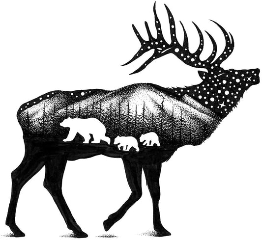 5" Wide Sticker Art Aesthetic Vinyl Stickers Outdoor Wilderness Camping Travel Hiking Colorado Snow Mountain Woods Wolf Bear Cabin Moon Large Waterproof Decal for Water Bottle Laptop Car Bumper