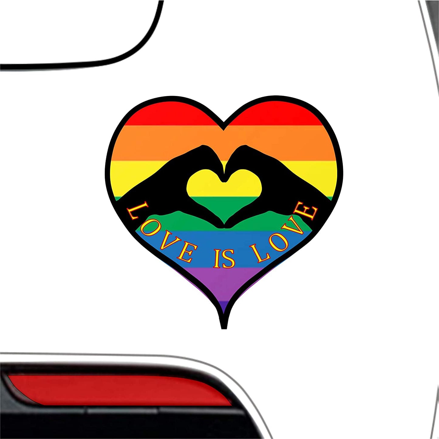 3"x3" Love is Love Rainbow Sticker Vinyl Heart Shaped Artistic Decal For Car Bumpers Computers Sticks