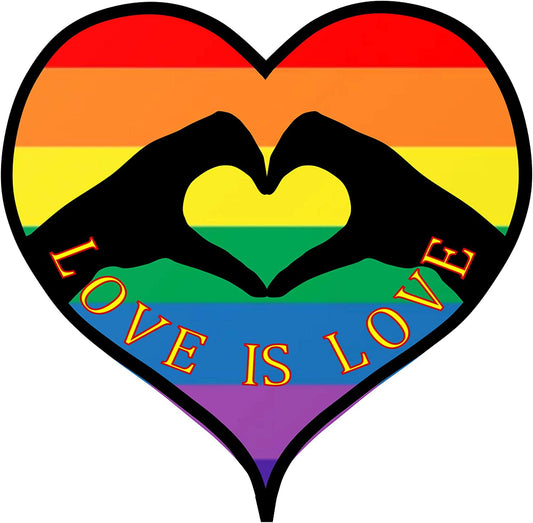 3"x3" Love is Love Rainbow Sticker Vinyl Heart Shaped Artistic Decal For Car Bumpers Computers Sticks