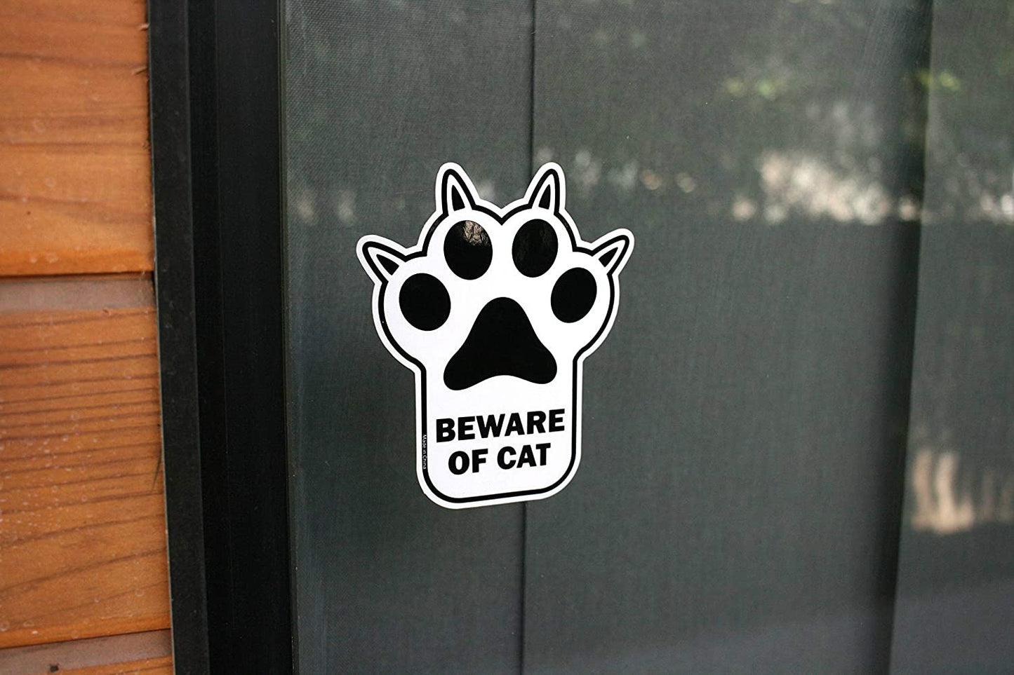 4.8"X5.6" Beware of Cat 2 Pack Decal Sticker Fun Unique Paw Shaped Pet Sign That Lets Others Know You Have A Cat