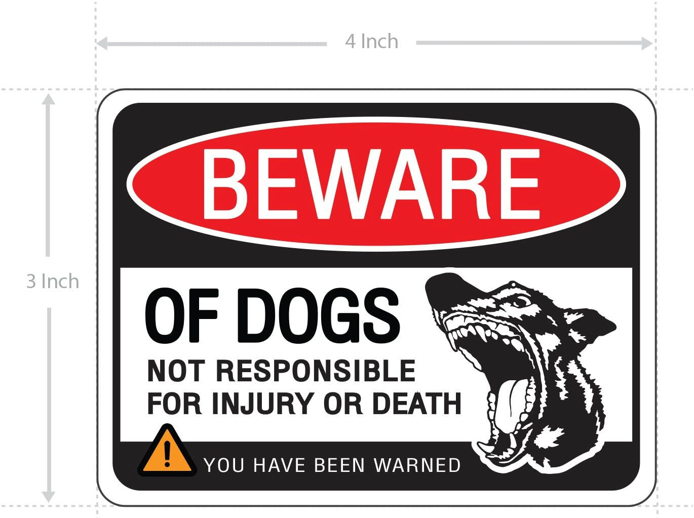 4X3Inch 4 Labels Beware of Dog Sign Stickers for Home and Business Vinyl Decals Waterproof