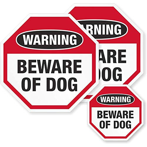 Two4"x4"&One2.75"x2.75" Beware of Dog Warning Decal Octagon Shape, Adhesive Labels/Stickers