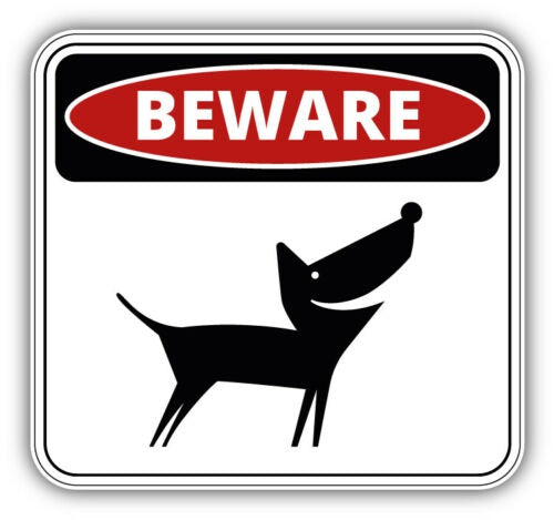 Beware Of Dog Danger Sign Car Bumper Sticker Decal