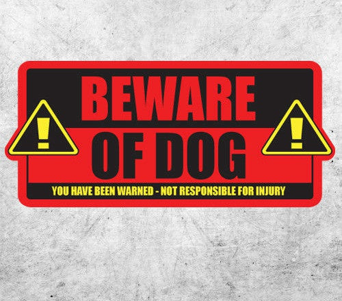 7"x3.5" Beware of Dog Sticker Caution Warning Door Attention Animal Vinyl
