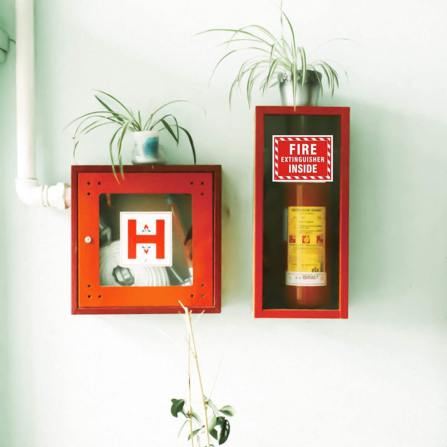 5”x4” Fire Extinguisher Inside Sticker, Fire Extinguisher Sign, 4 Pack,