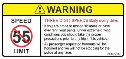 4.5"x2" Warning Three Digit Speeds Every Drive Funny Joke JDM Vinyl Decals Bumper Stickers